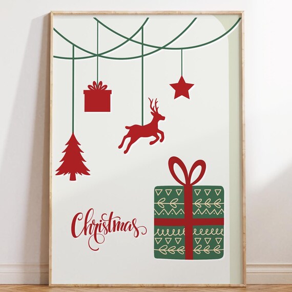 Christmas Red and Green Modern Minimal Holiday Script Poster