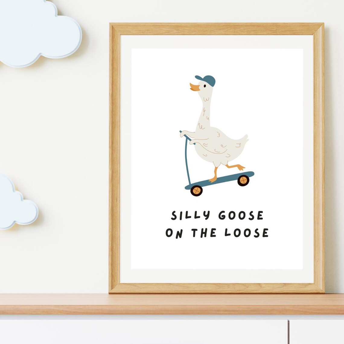 Silly Goose On The Loose Retro Nursery Art Print