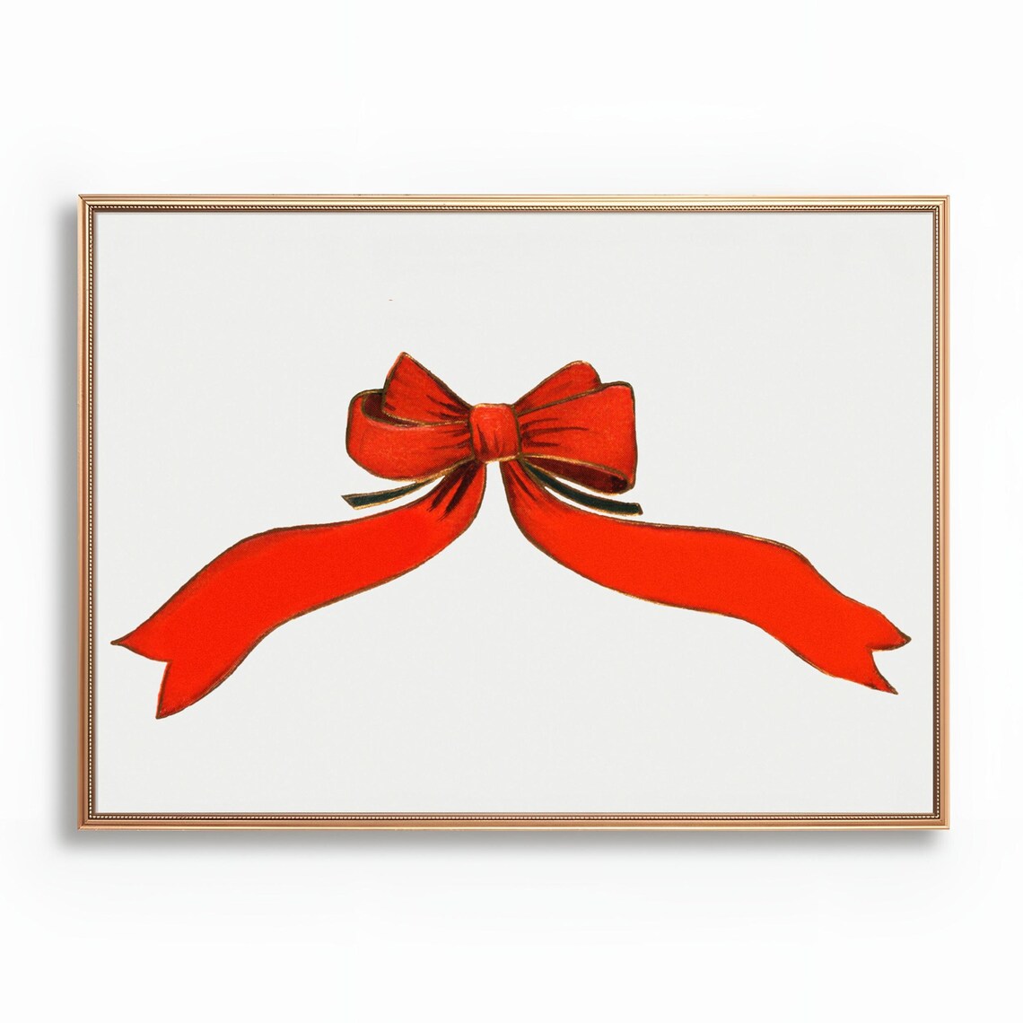 Classic Red Christmas Bow Watercolor Minimalist Holiday Poster