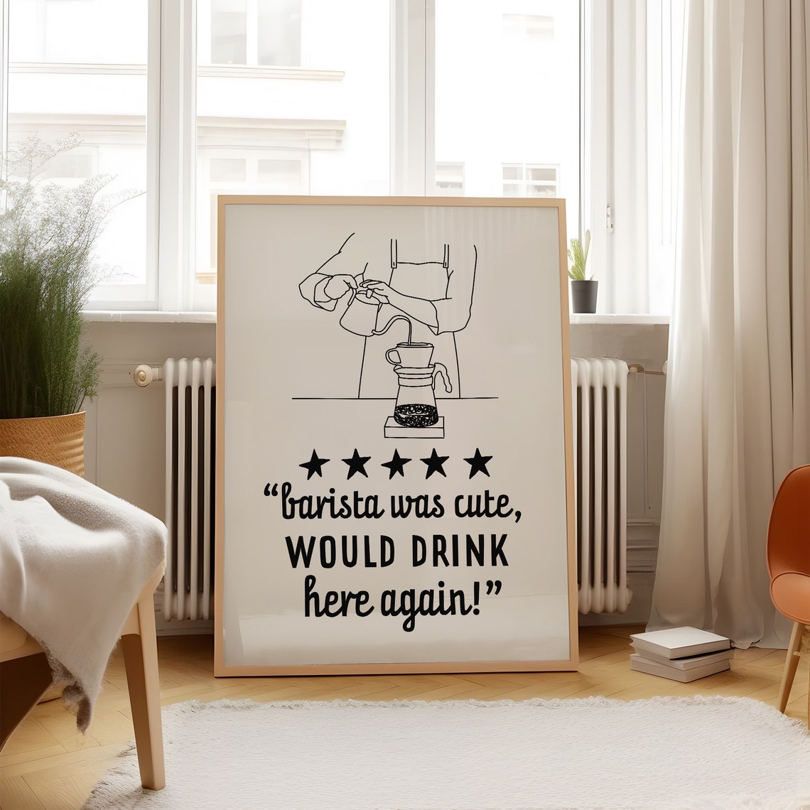 Barista Was Cute Would Drink Here Again Pour Over Coffee Art Poster - Image 3