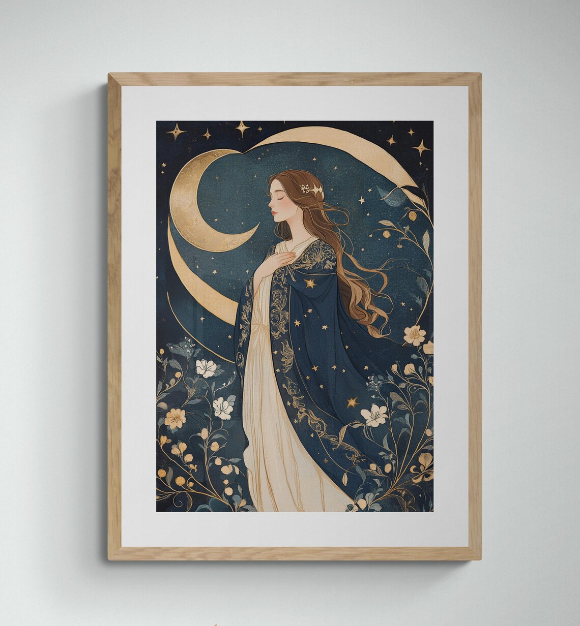Art Nouveau Moon Goddess, Mystical Wall Decor