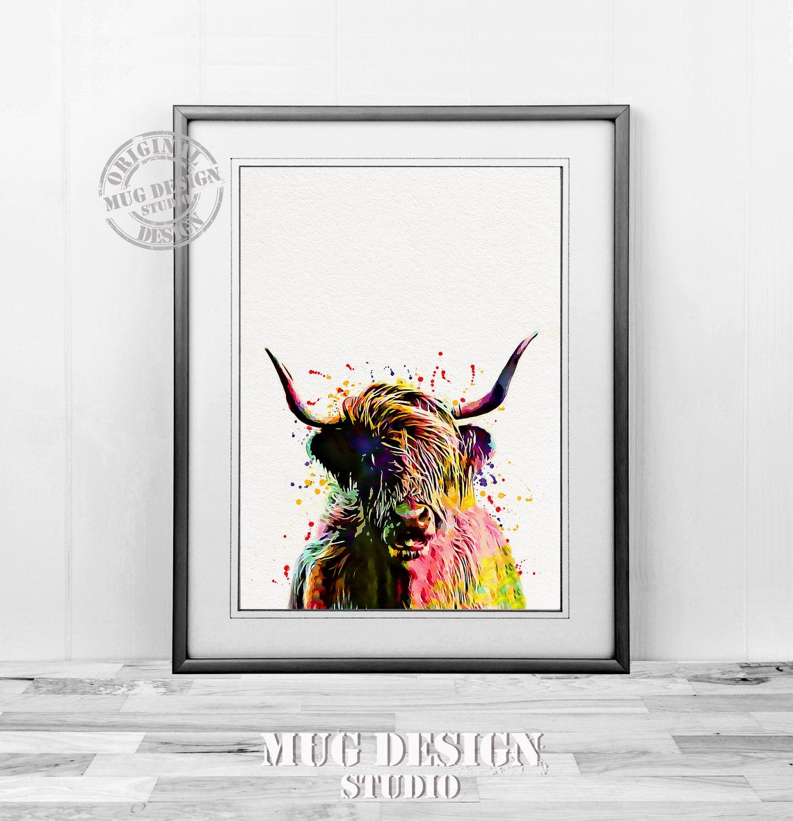Highland Cow Watercolor Art Print, Farm Animal Decor - Image 3