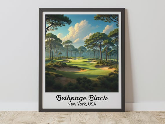Bethpage Black Golf Course Vintage Print New York Travel Poster