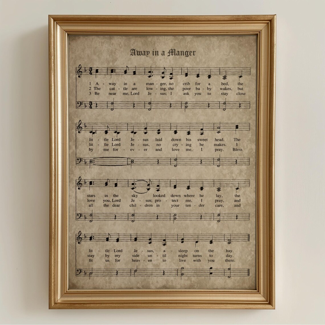 Away in a Manger Vintage Christmas Carol Sheet Music Wall Art Poster - Image 4