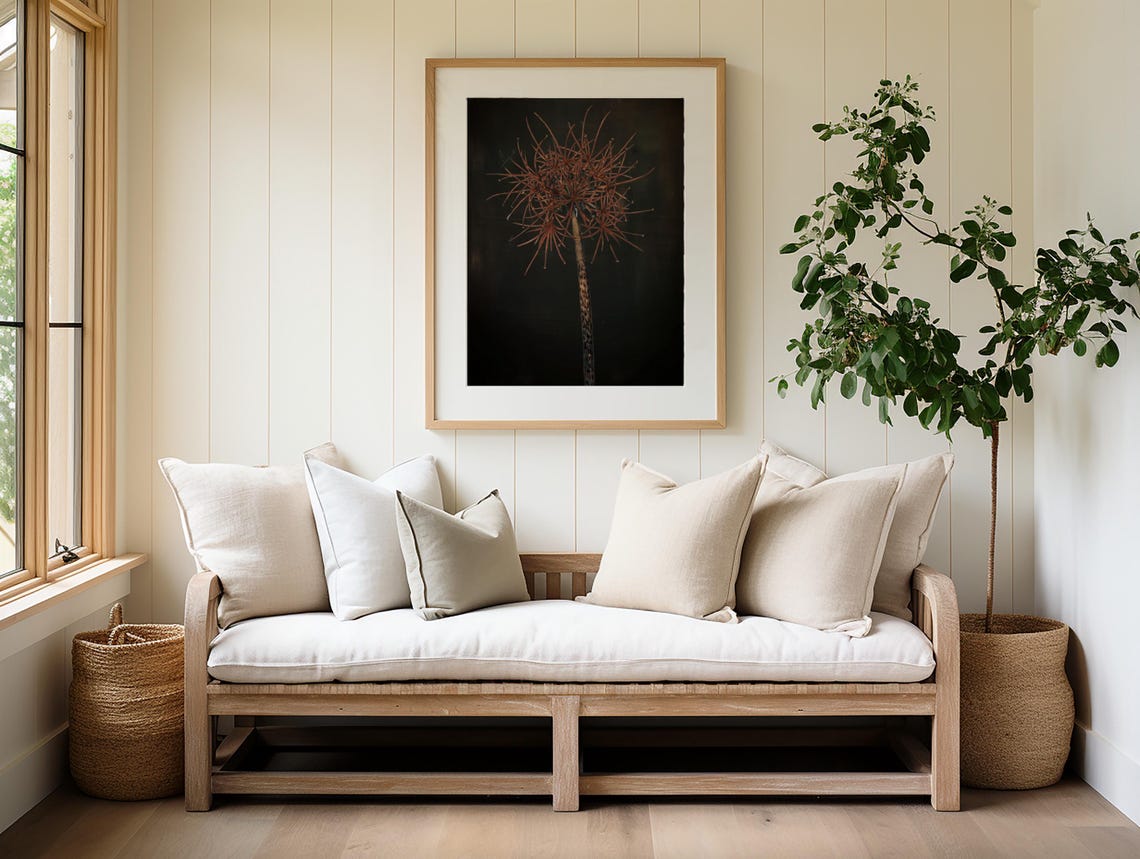 Dried Allium Seed Head Rustic Dark Botanical Minimalist Art Print - Image 3