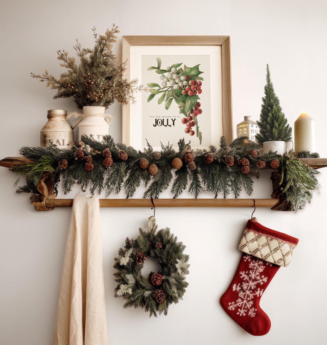 Set of 8 Vintage Winter Botanicals Christmas Gallery Wall Art Set - Image 2