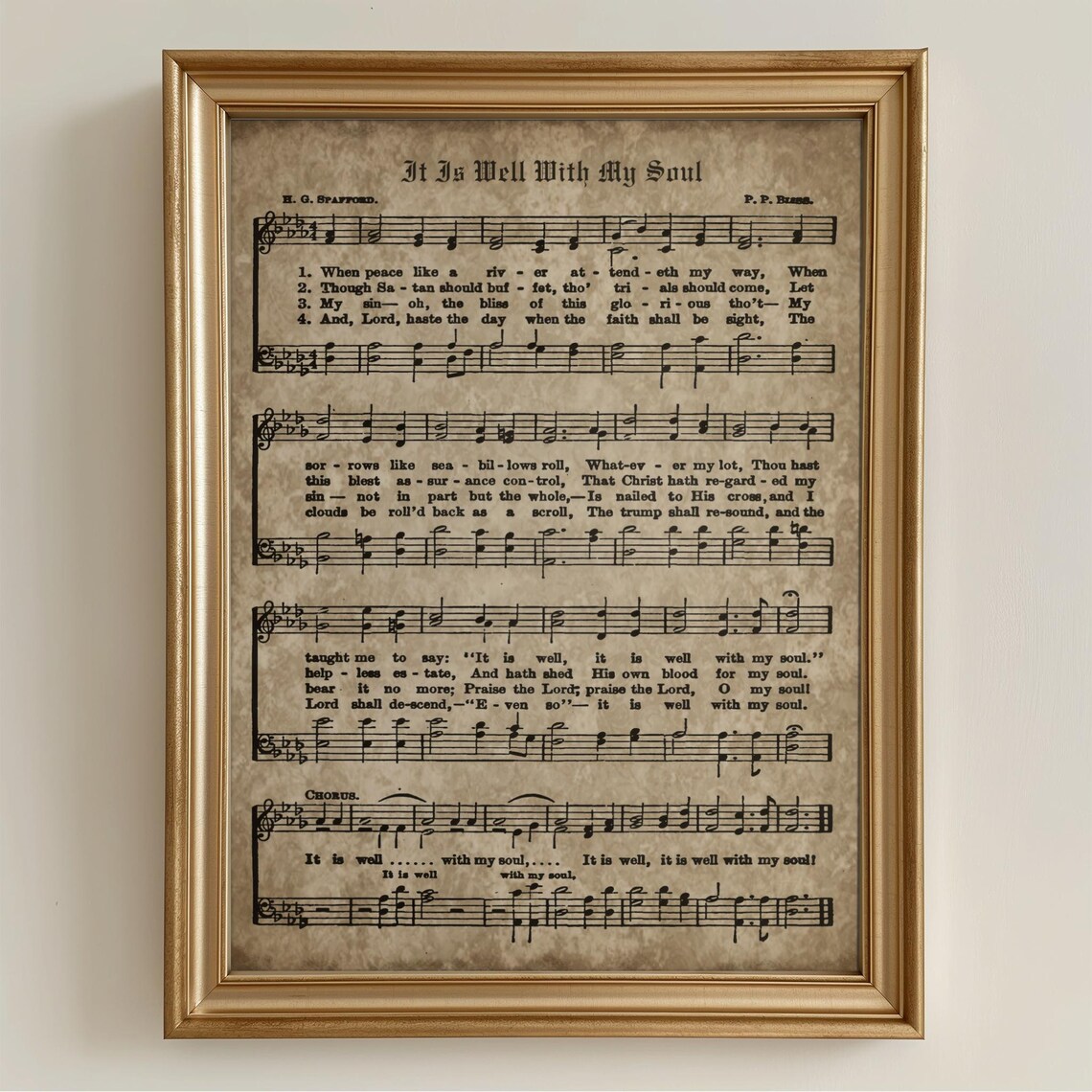 It Is Well With My Soul Vintage Hymn Sheet Music Christian Faith Poster