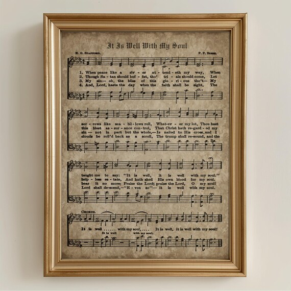 It Is Well With My Soul Vintage Hymn Sheet Music Christian Faith Poster