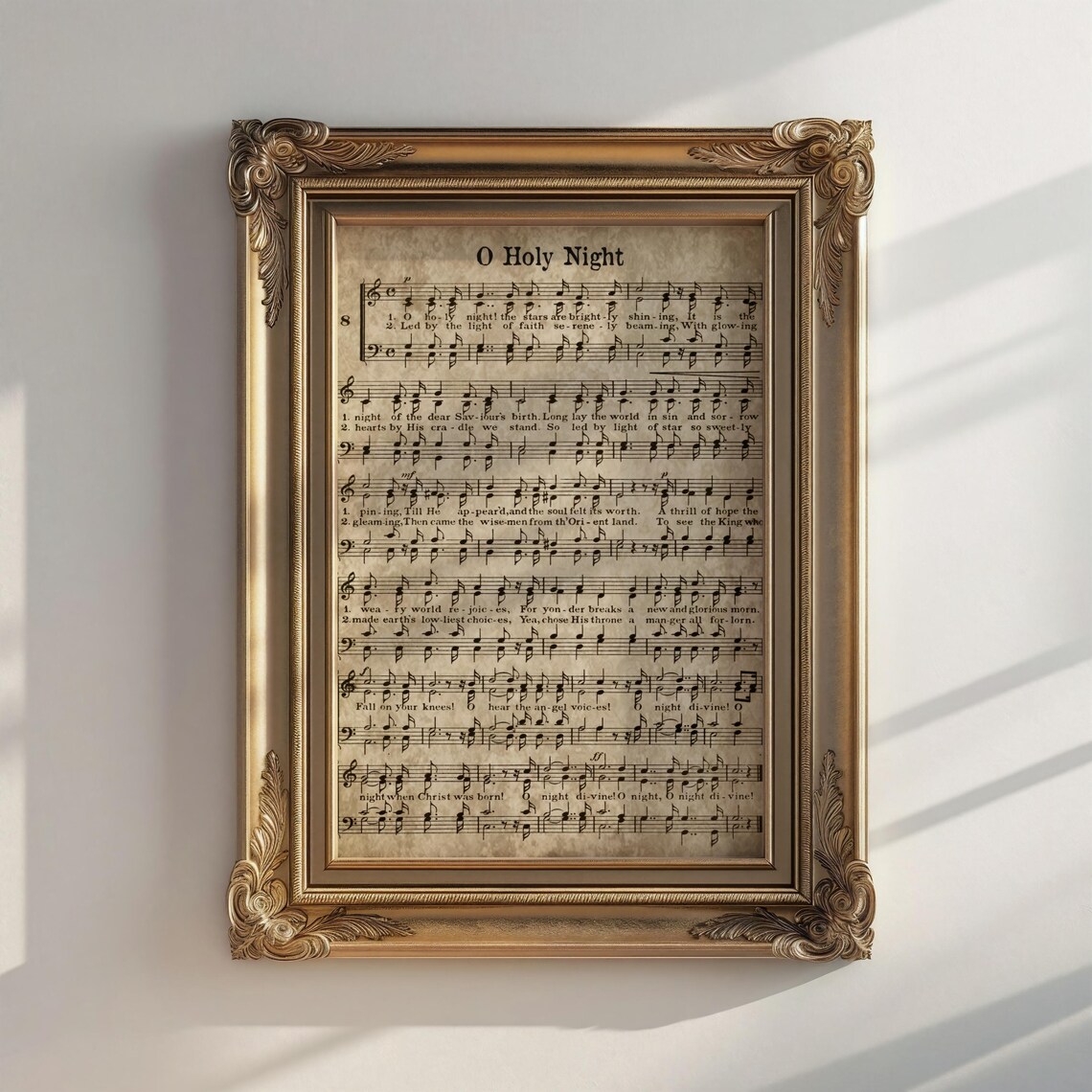 O Holy Night Vintage Christmas Carol Sheet Music Wall Art Poster - Image 3