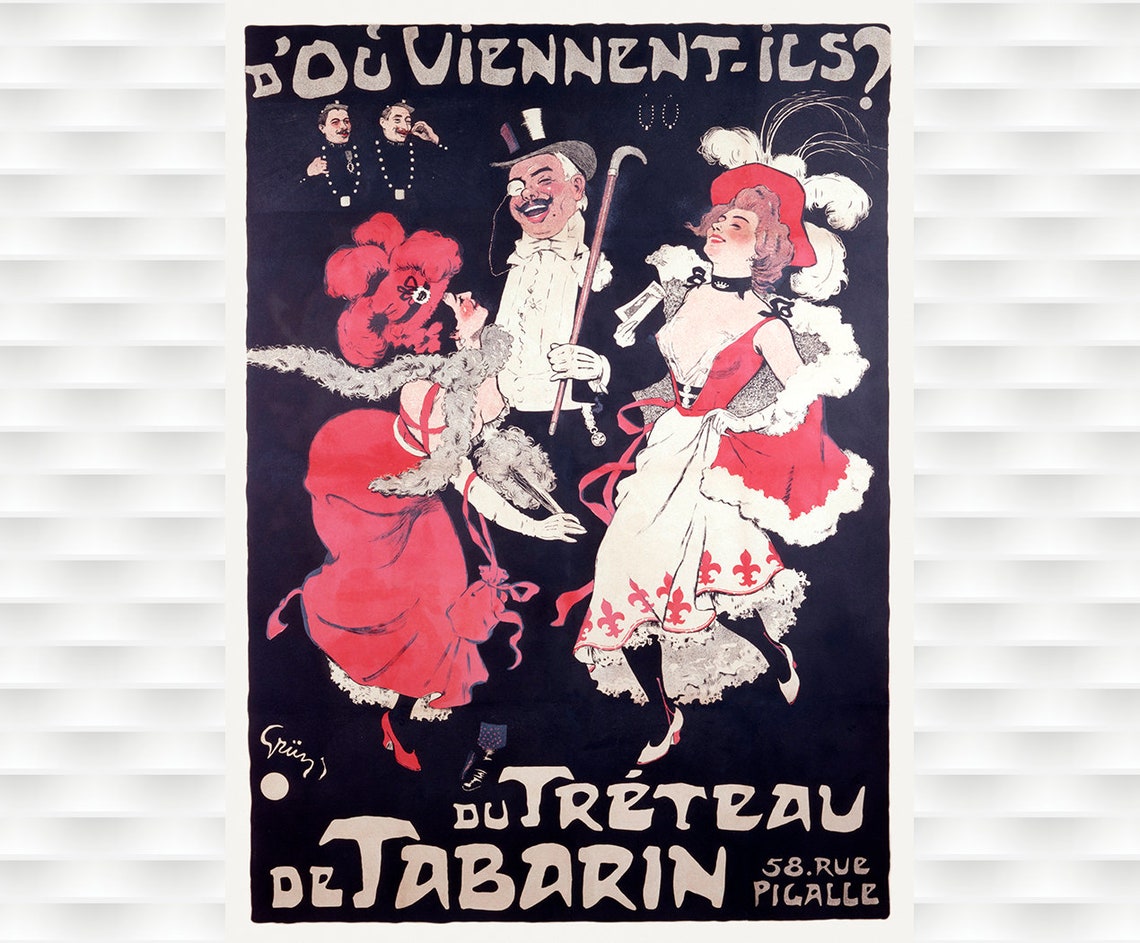 D'Ou Viennent Ils Tabarin Cabaret Paris Belle Epoque Art Poster