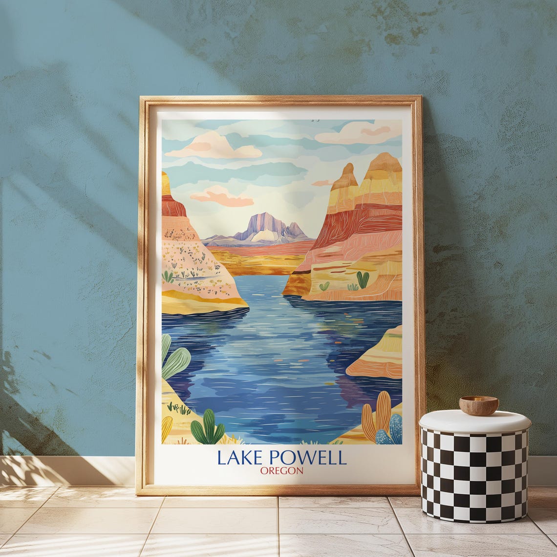 Lake Powell Oregon Vintage Red Rock Canyon Desert Lake Poster
