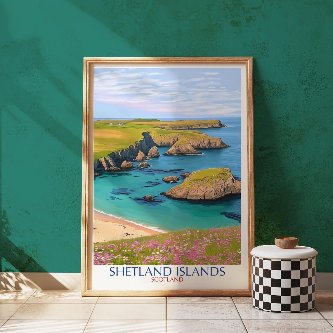 Shetland Islands Scotland Coastal Cliffs Vintage Travel Poster