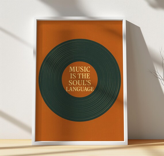 Music Is the Souls Language Vinyl Record Retro Quote Wall Poster