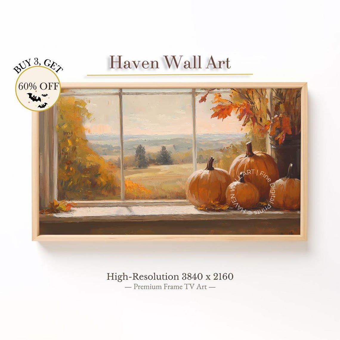 Fall Pumpkins Window Ledge Autumn Valley View Cozy Harvest Poster