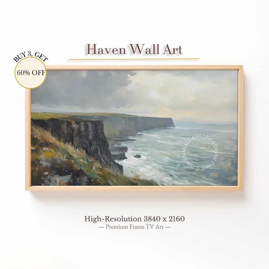 Cliffs By The Sea Coastal Landscape Vintage Summer Ocean Art Poster