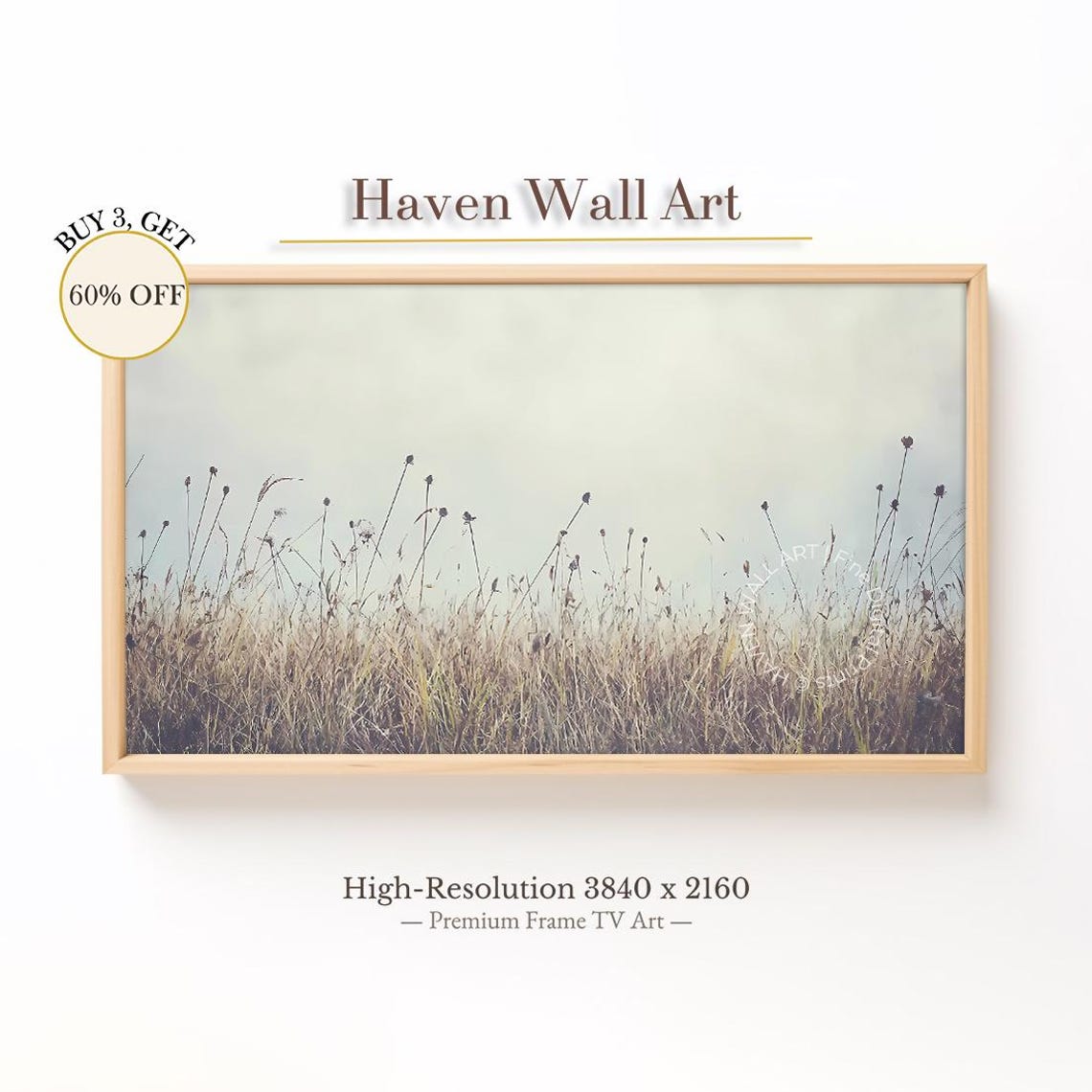 Wild Grass Meadow Vintage Rustic Field Nature Landscape Wall Art