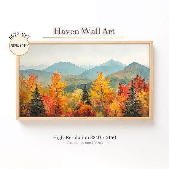 Golden Fall Forest Overlook Vibrant Mountain Landscape Autumn Poster