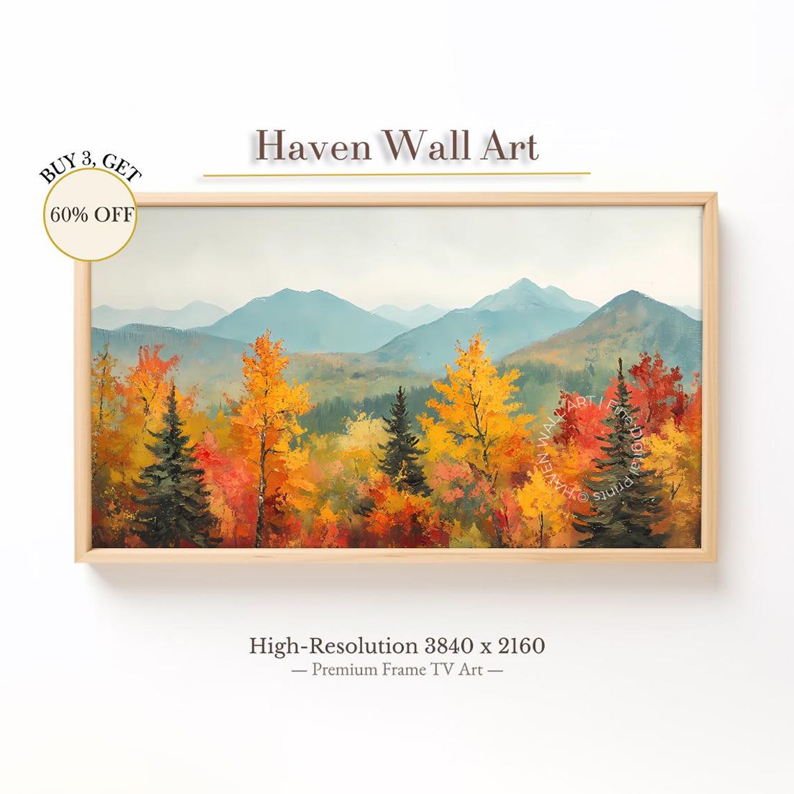 Golden Fall Forest Overlook Vibrant Mountain Landscape Autumn Poster