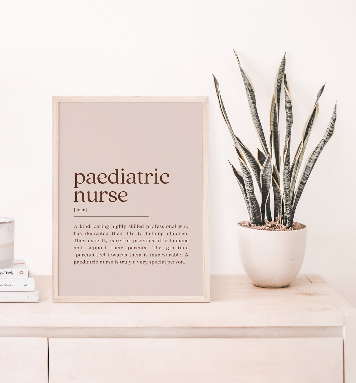 Paediatric Nurse Dictionary Definition Neutral Beige Typography Poster - Image 2