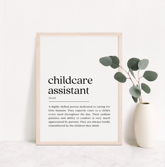 Childcare Assistant Definition Art Print, Thank You Gift