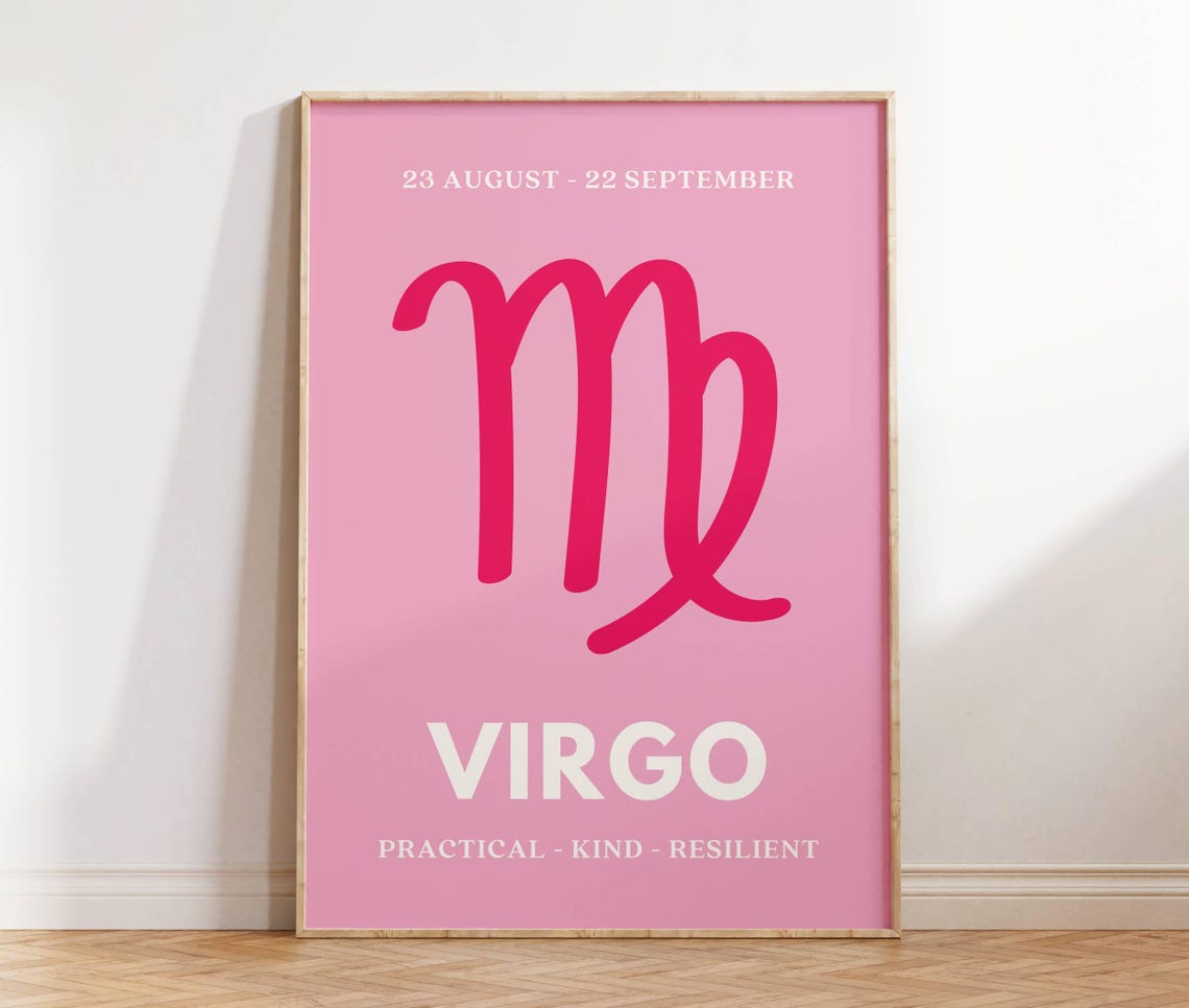 Preppy Virgo Poster, Dorm Room Zodiac Art