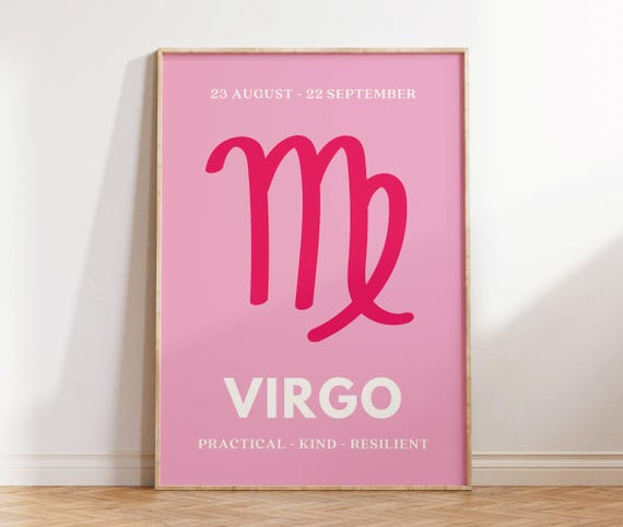 Preppy Virgo Poster, Dorm Room Zodiac Art