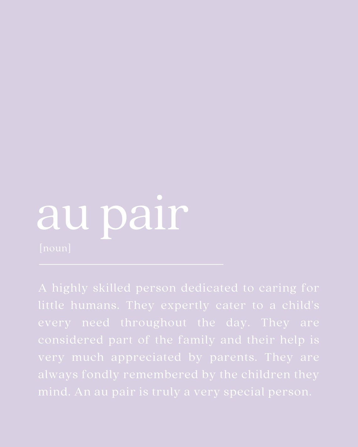 Au Pair Definition Print, Gift Appreciation Present - Image 2