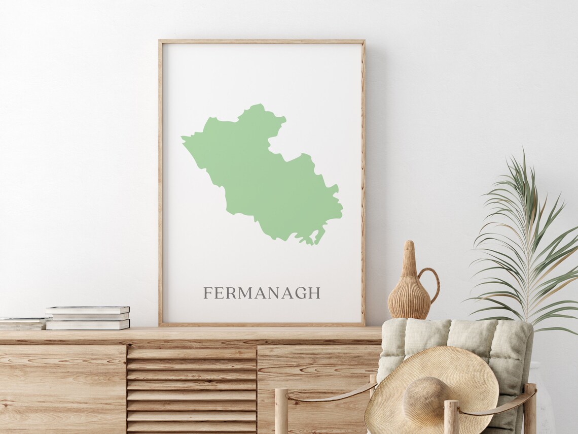Fermanagh Map, Irish County Travel Poster - Image 2