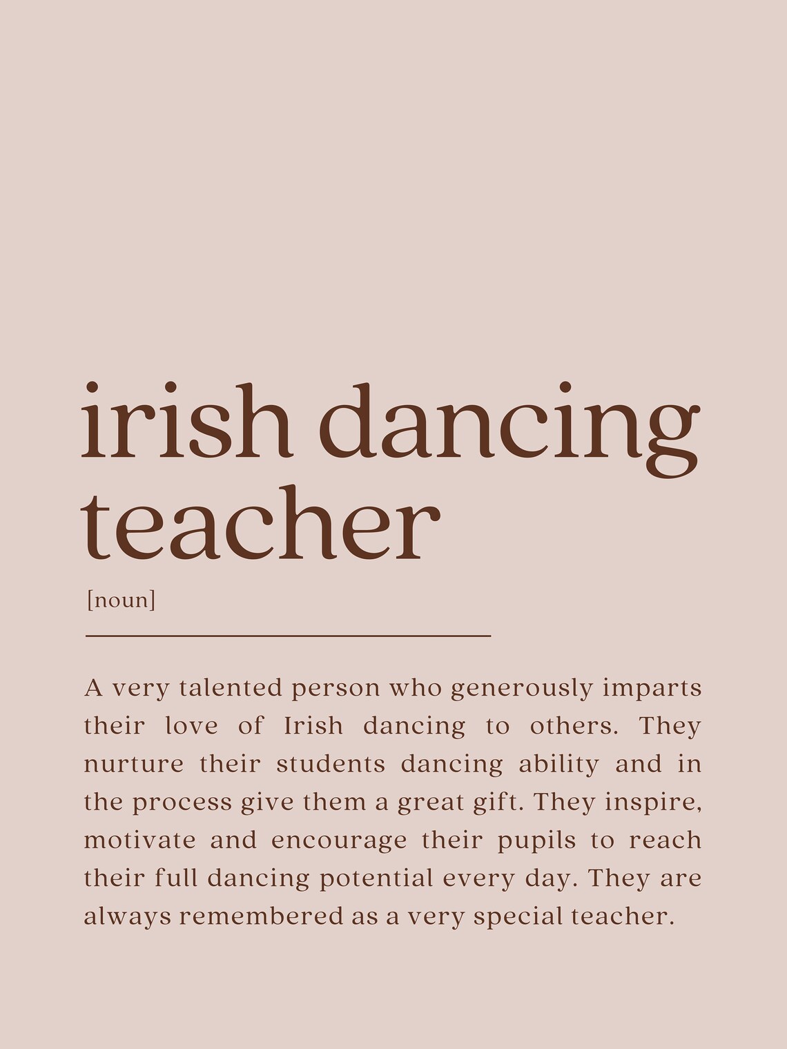 Irish Dancing Teacher Dictionary Definition Gift Poster in Soft Beige - Image 2