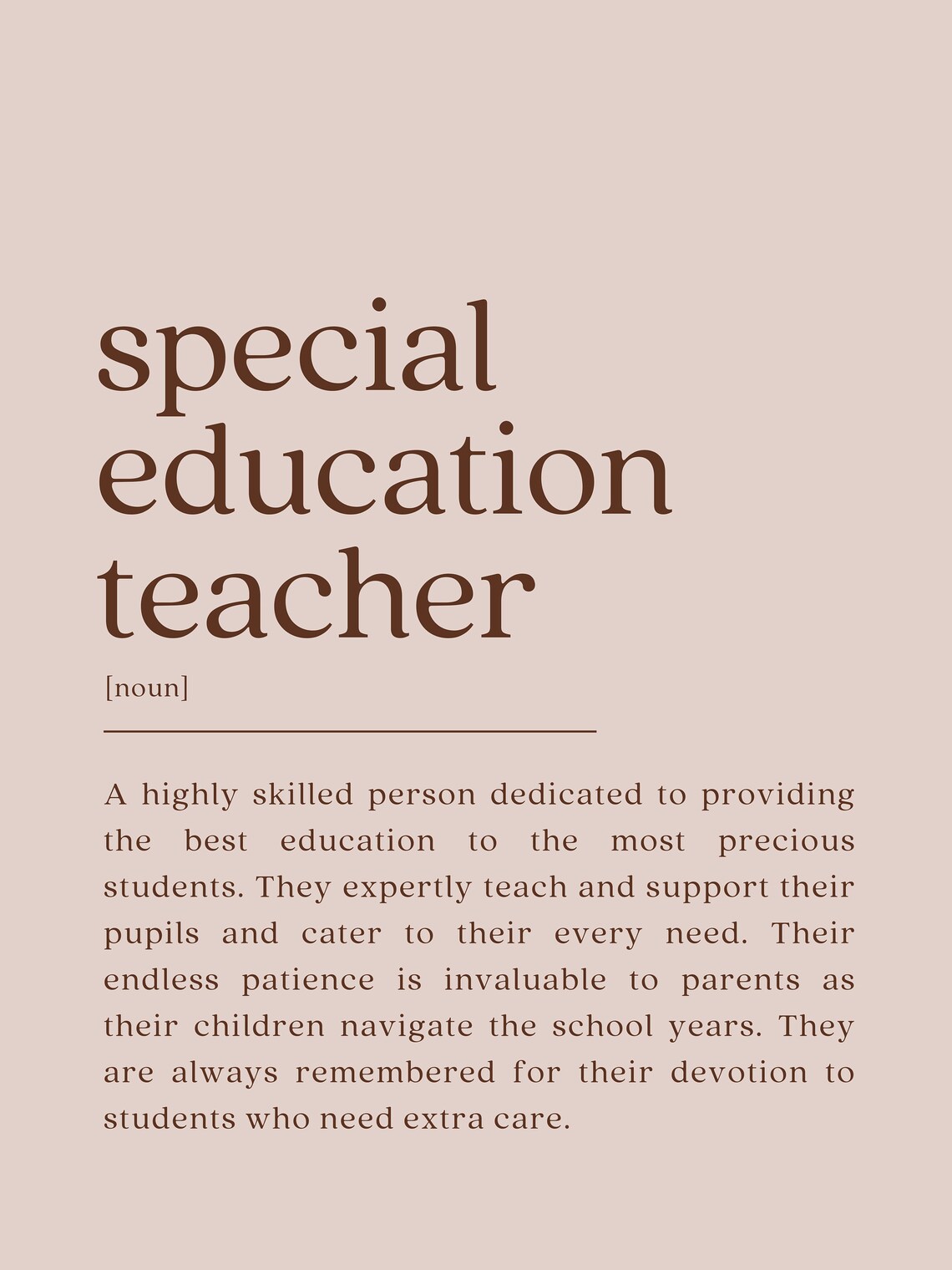 Special Education Teacher Dictionary Definition Poster in Beige - Image 2