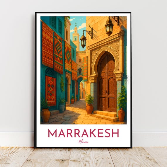 Travel Wall Art Marrakech Morocco Africa Medina Modern Poster Gift Print