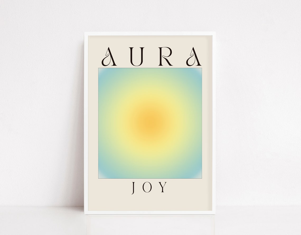 Aura Joy Yellow Blue Gradient Spiritual Minimalist Decor Poster