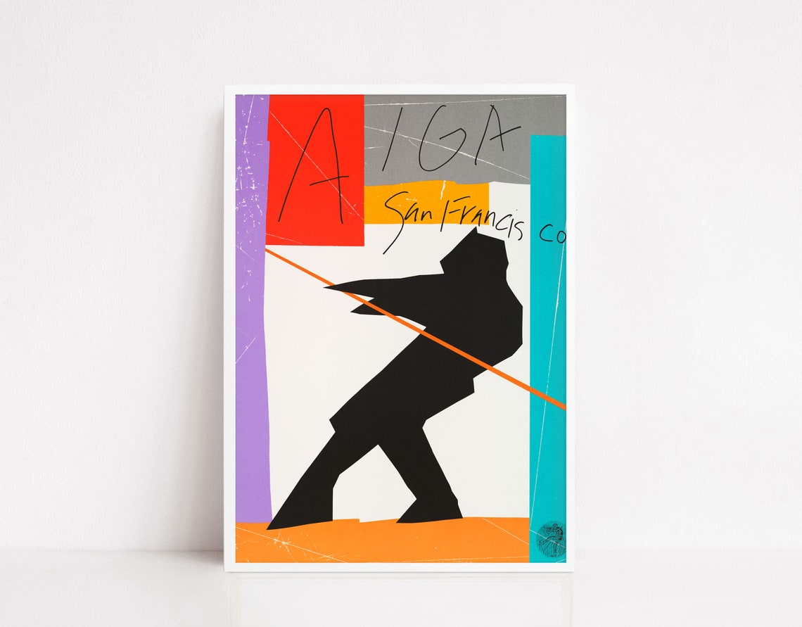 AIGA San Francisco Walking Silhouette Color Block Art Graphic Poster