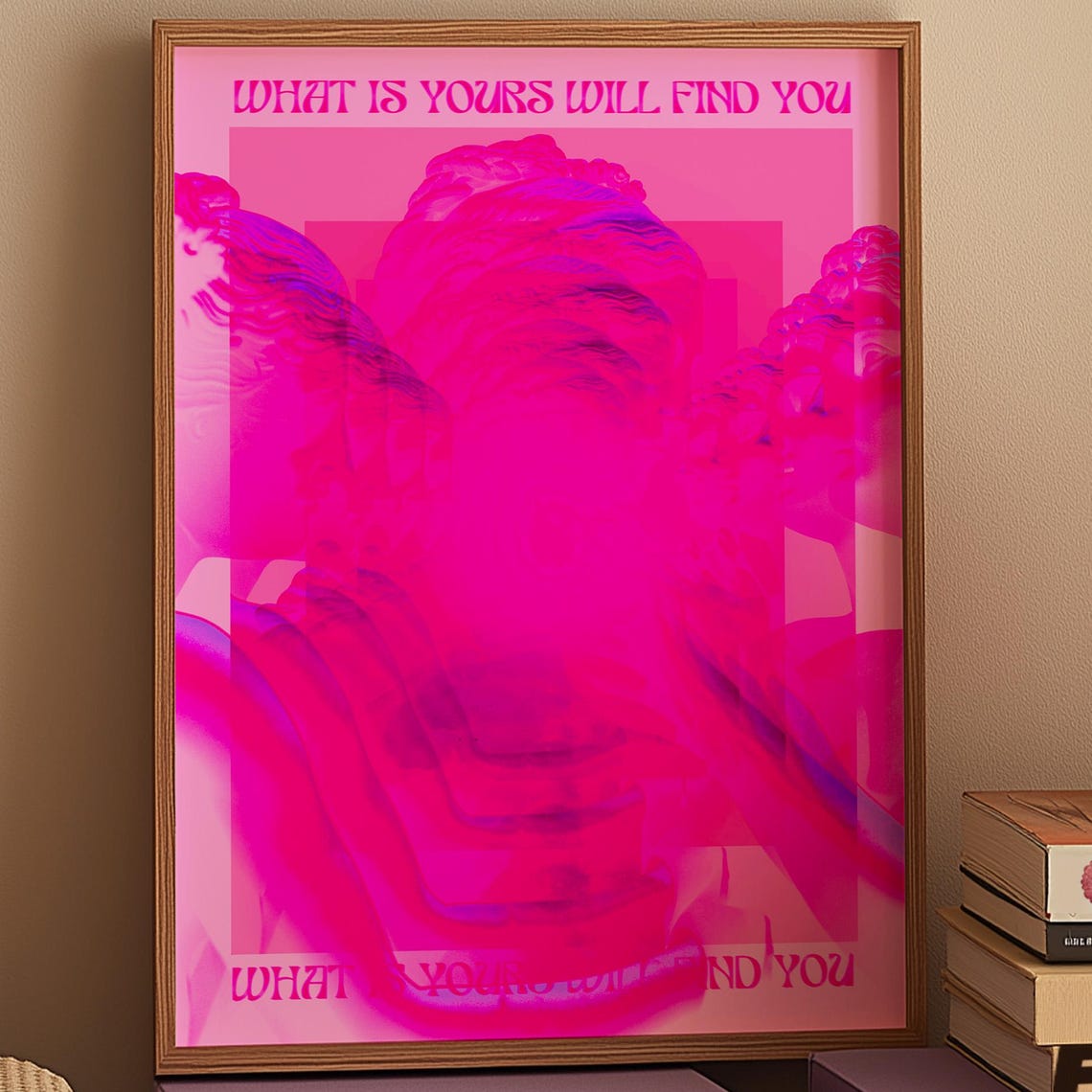 Hot Pink Psychedelic Greek Statue Affirmation Quote Art Print
