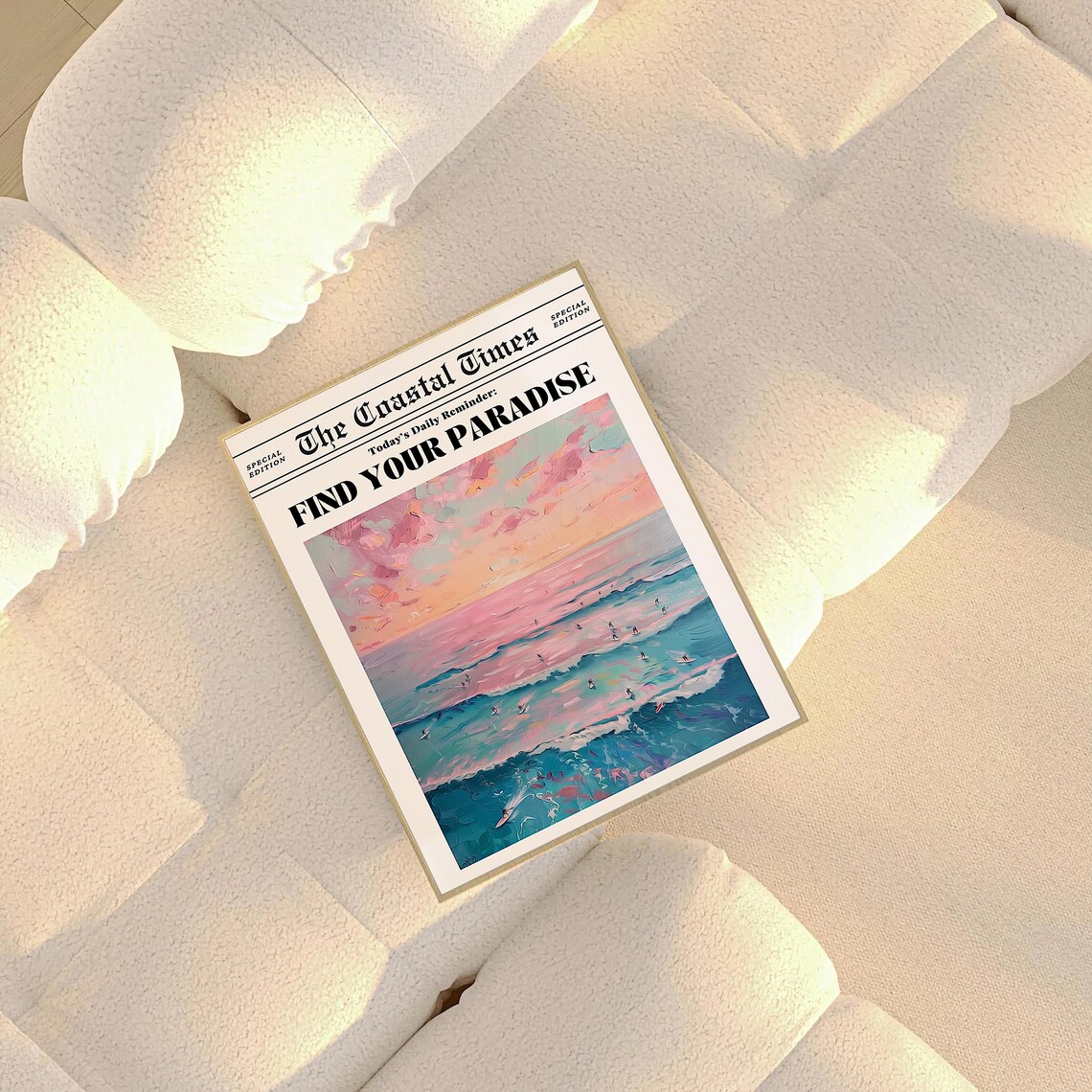 Find Your Paradise Coastal Times Surfer Sunset Daily Wall Art - Image 3