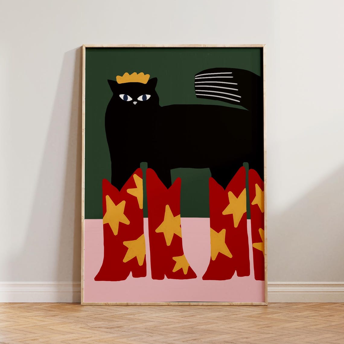 Funny Cat Wall Art Black Decor Cool Queen Print Colourful Gifts Gift For Lovers