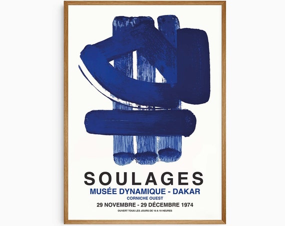 Pierre Soulages Exhibition Poster Wall Art Blue Wall Decor Museum Exhibition Print Abstract Living Room Decor