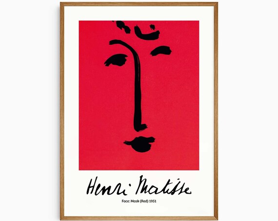 Henri Matisse Face Mask Red 1951 Vintage Art Poster Modernist Wall Decor Classic Museum Print Wall Art Matisse Print