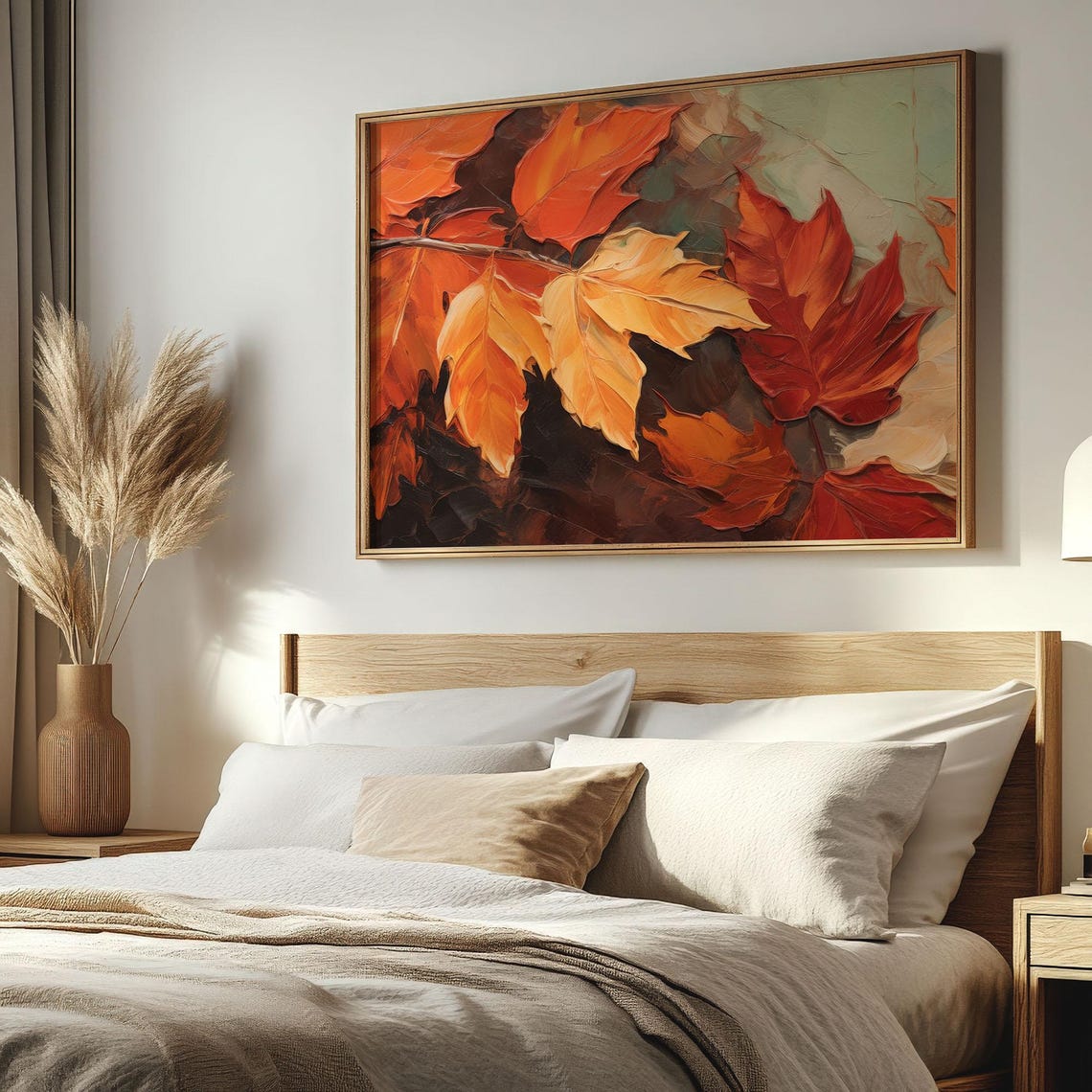 Fiery Orange Maple Leaves Close Up Textured Fall Foliage Poster - Image 3