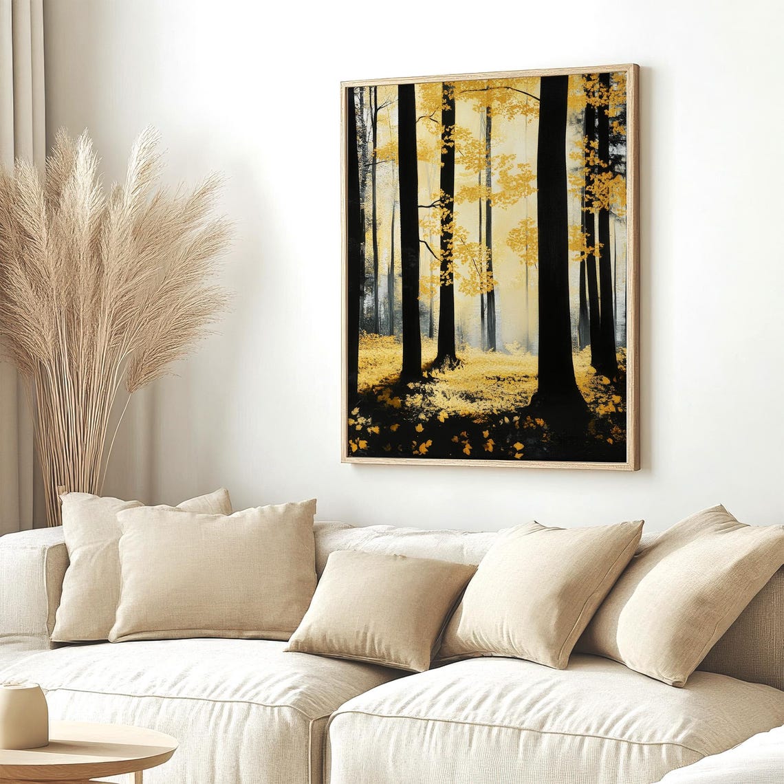 Fall Forest Abstract Print Yellow Black Trees Silhouette Modern Minimalist Poster Instant Golden Wall Decor - Image 5