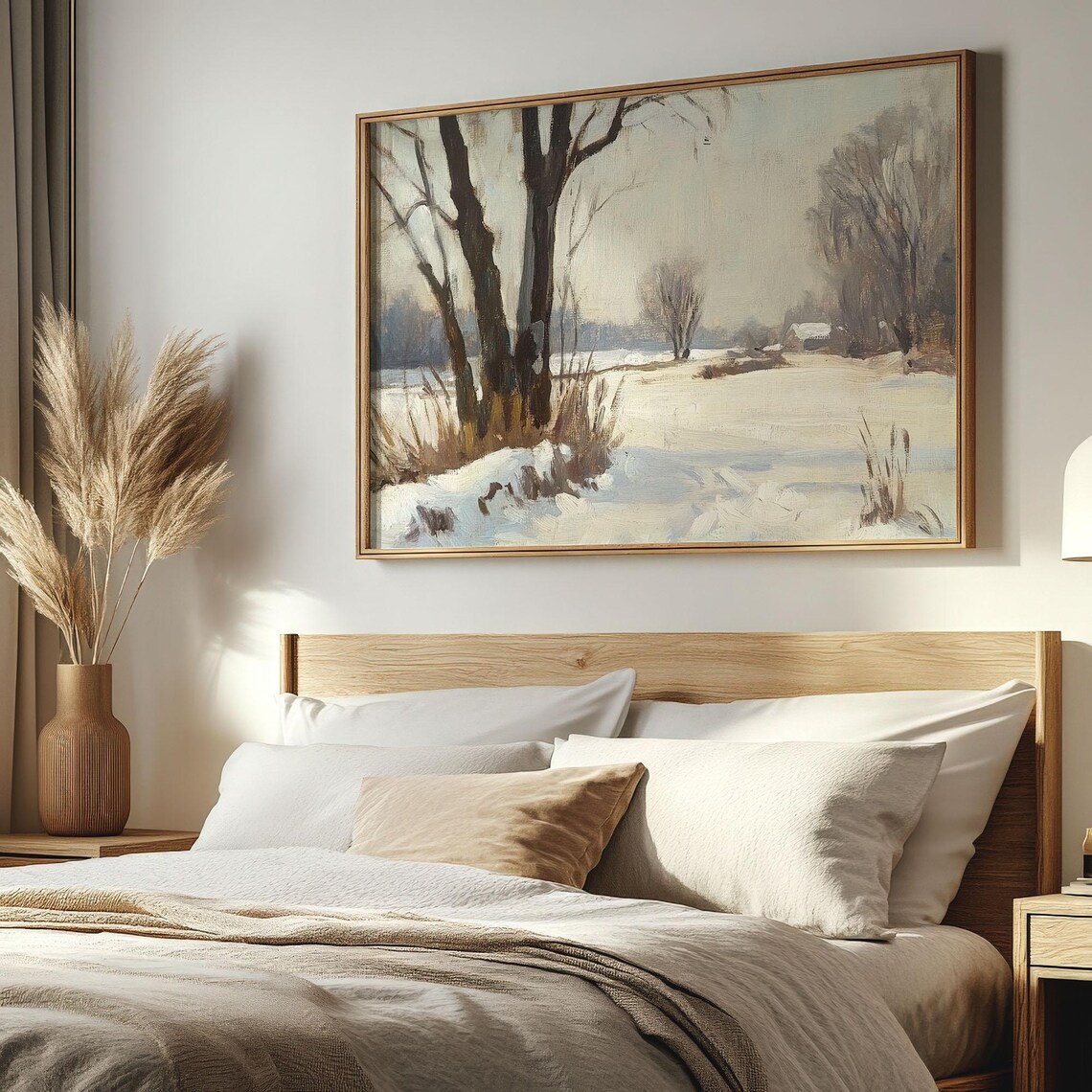 Minimalist Winter Snow Landscape Painting Serene Calm Wall Poster - Image 2