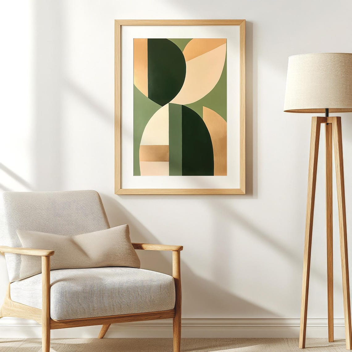 Sage Green And Beige Geometric Shapes Modern Minimalist Art Poster - Image 4