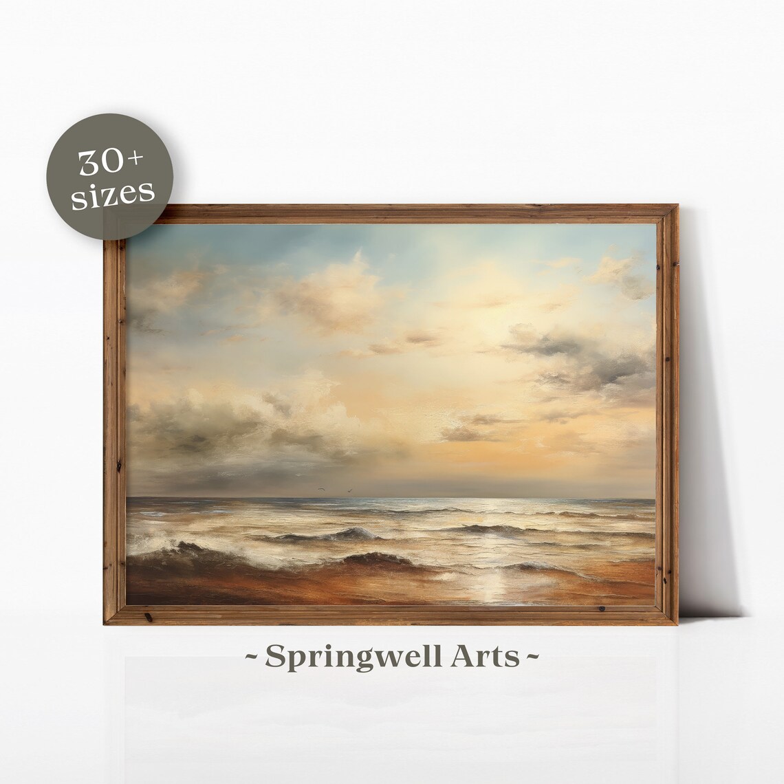 Tranquil Sunset Beach Golden Ocean Waves Serene Seascape Art Poster