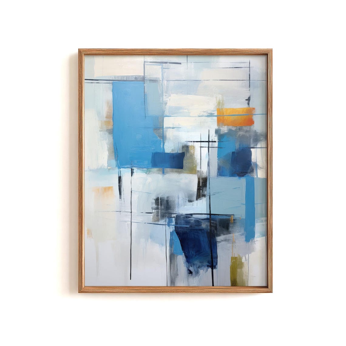 Blue And White Geometric Abstract Blocks Modern Minimalist Art Poster - Image 5