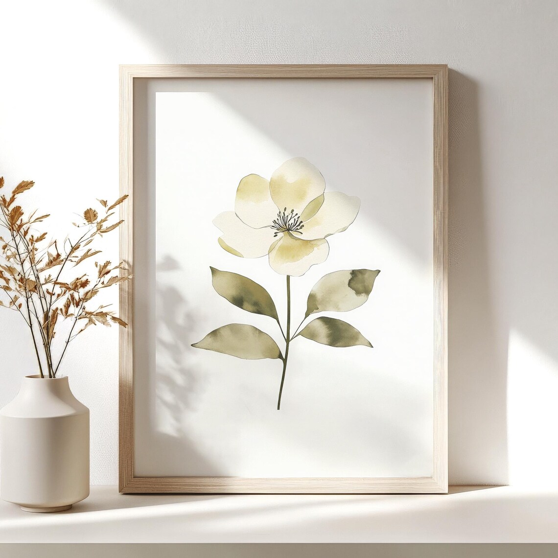 Botanical Floral Watercolor, Modern Minimalist Art Print - Image 2