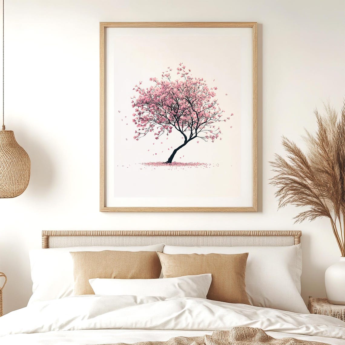Pink Cherry Blossom Tree Minimalist Spring Flower Botanical Wall Art - Image 4
