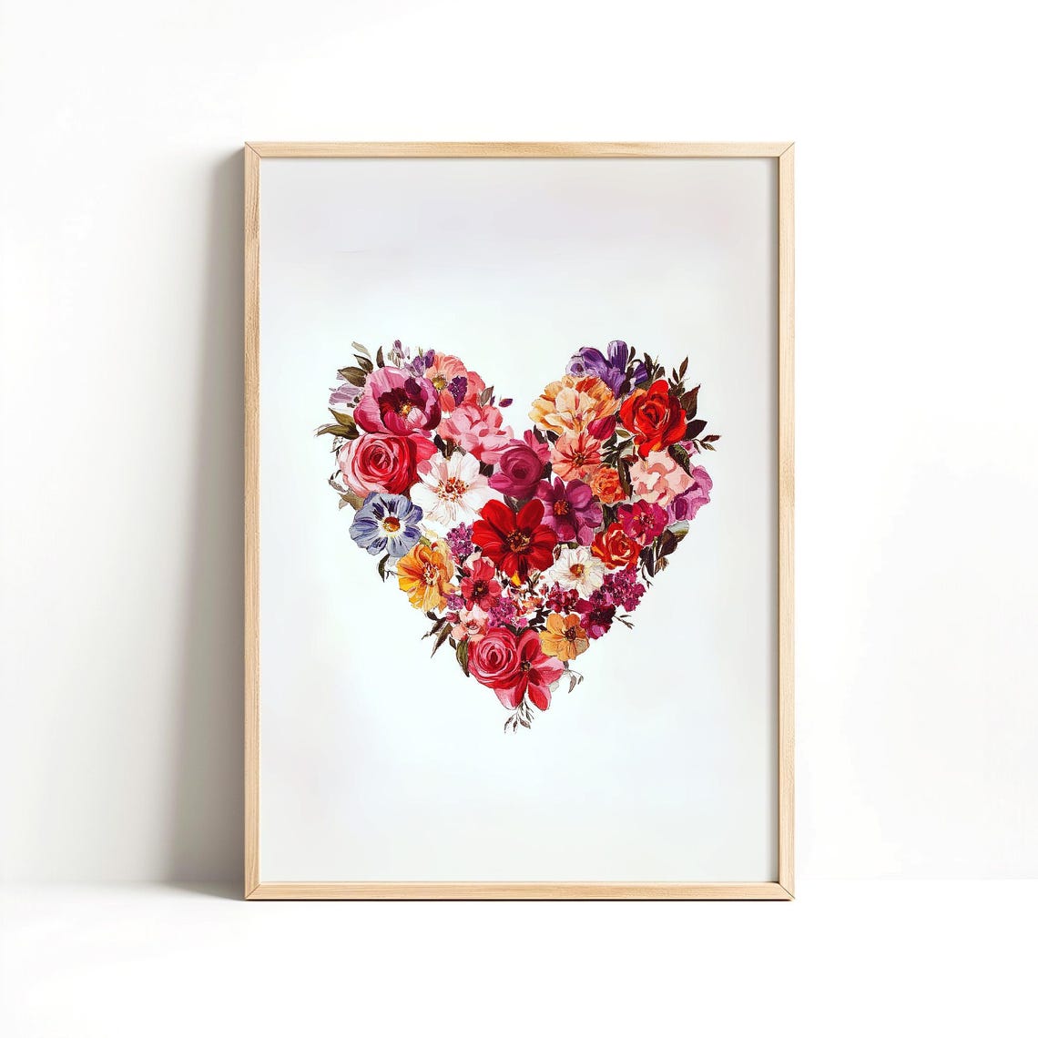 Valentine Flower Heart Bouquet Colorful Floral Romance Wall Poster