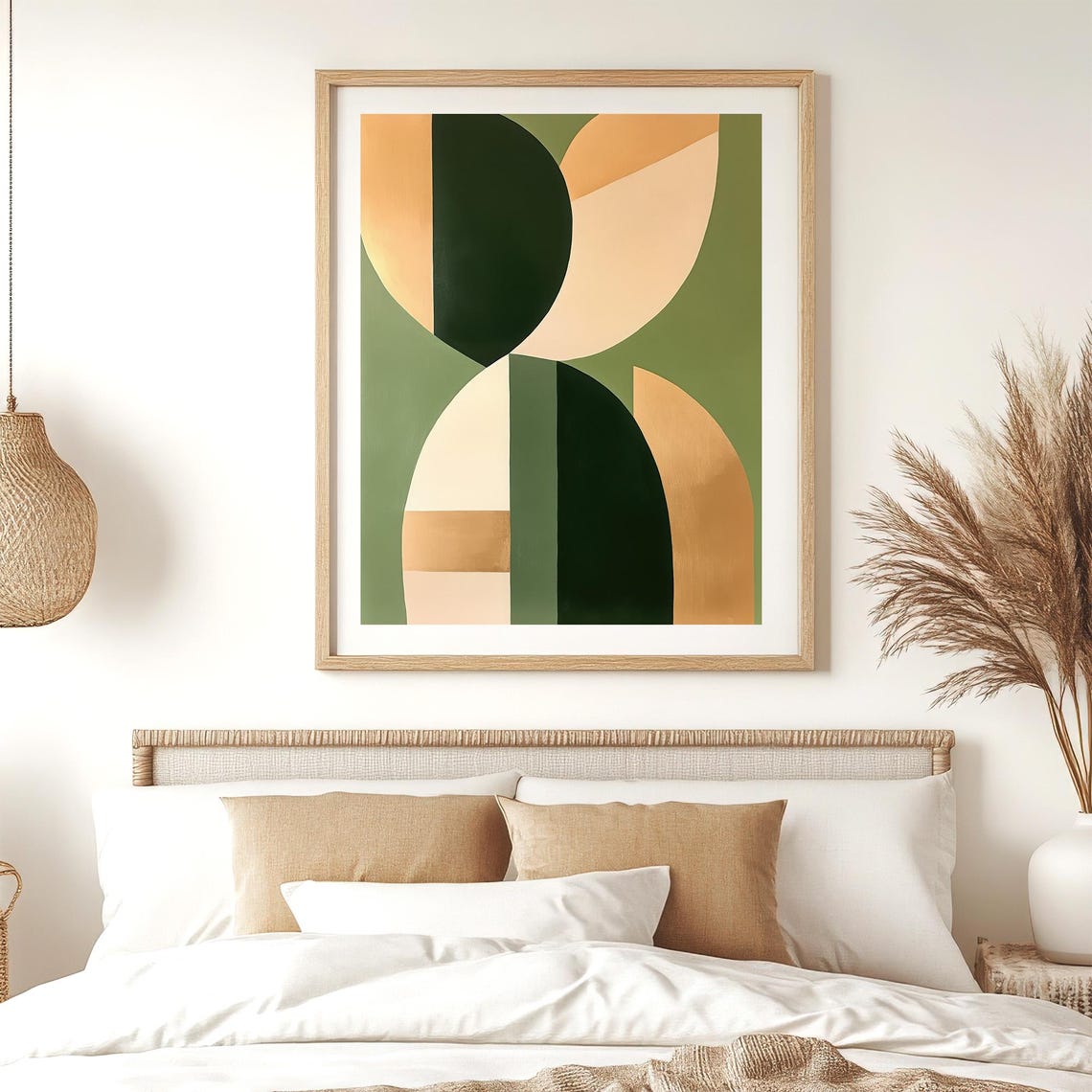Sage Green And Beige Geometric Shapes Modern Minimalist Art Poster - Image 2