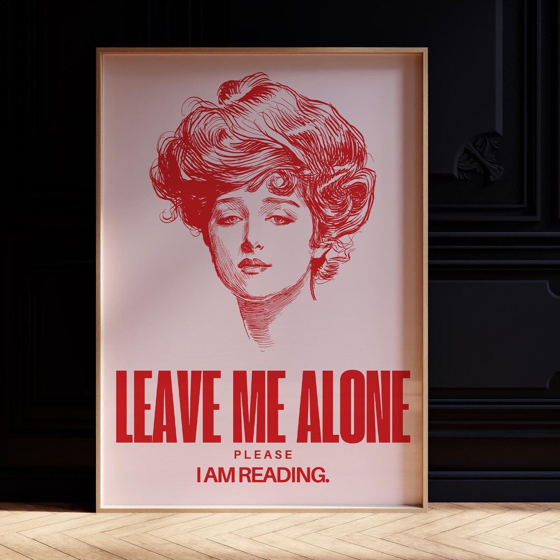 Leave Me Alone I Am Reading Vintage Red Woman Portrait Book Wall Art