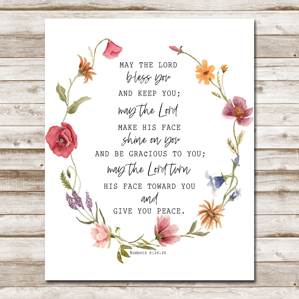 May The Lord Bless You And Keep You Floral Scripture Watercolor Poster - Image 5